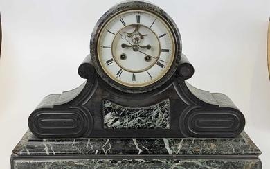 Lot details A late Victorian slate mantel clock of architecturally...