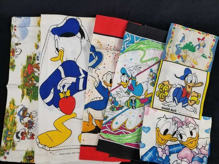 Lot of 6 Vintage Fabric Donald Duck Daisy Scrooge Goofy