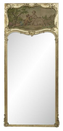 Louis XV-Style Giltwood Trumeau Mirror