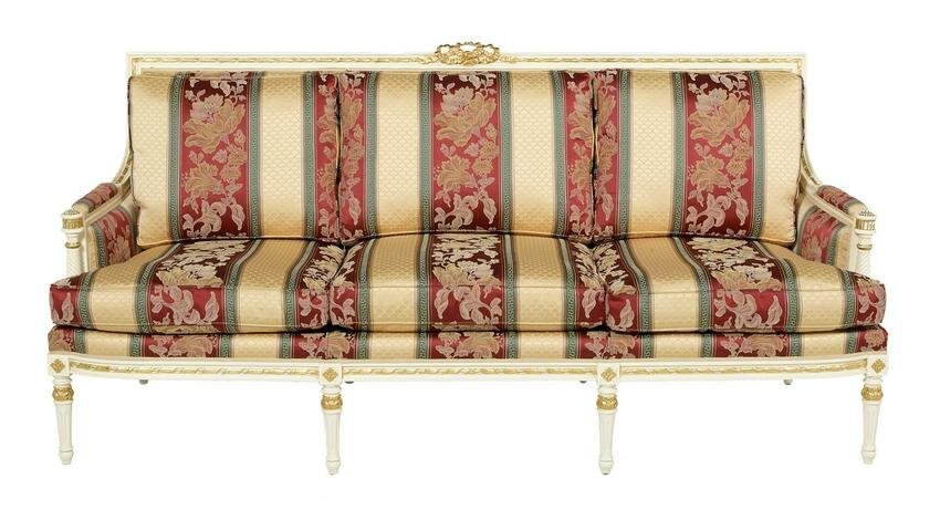 Louis XVI-Style Creme-Peinte and Parcel-Gilt Sofa