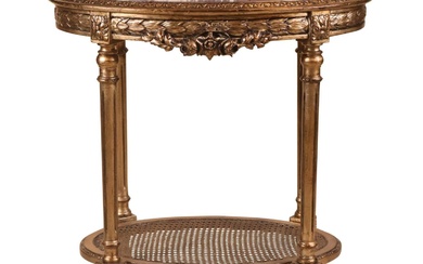 Louis XVI Style Giltwood and Marble Inset Table