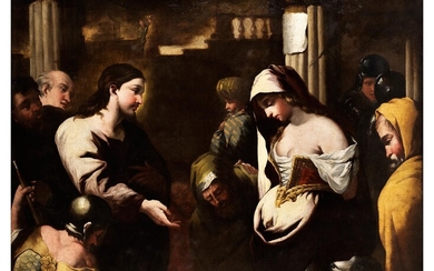 Luca Giordano, genannt „Luca fa Presto“, 1634 Neapel – 1705 ebenda, CHRISTUS UND DIE EHEBRECHERIN