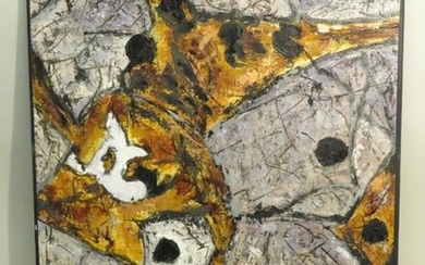 Lucien CROCHEPEYRE (né en 1928). "Roche de Mars". Huile sur toile de lin, signée en bas à droite, contresignée et titrée au dos sur une étiquette. Haut : 81 cm Larg : 60 cm.