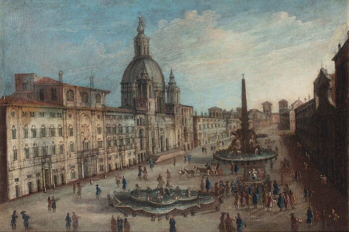 Maestro Romano del XVIII secolo - Piazza Navona a Roma