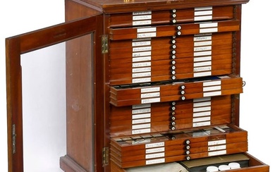 Mahogany Microscope Slide Cabinet, late 19th Century