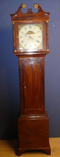 Mahogany long case clock with weights & pendulum James Tronb...