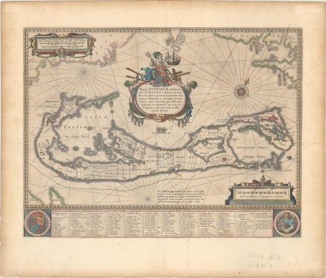 Map of Bermuda Based on Richard Norwood's Famous Survey, "Mappa Aestivarum Insularum, Alias Barmudas Dictarum, ad Ostia Mexicani Aestuary...", Blaeu, Willem