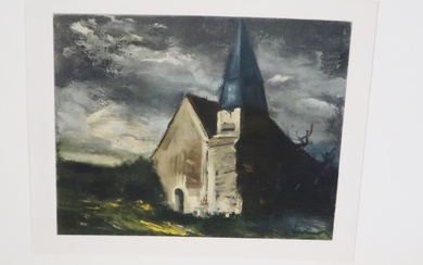 Maurice de Vlaminck (*1876-1958) "L'Eglise de Saint Lubin de Cravant",...
