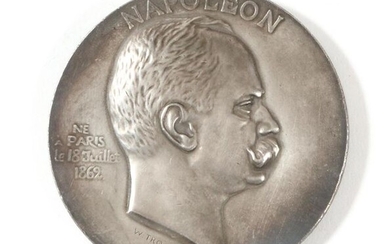 Round silver medal. Obverse: profile of Prince Victor Napoleon born...