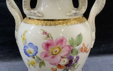 Meissen Snake Handle Gilt Porcelain Vase