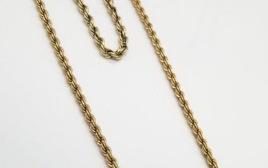 Mid Century 14k Gold Rope Chain Necklace and Bracelet Set