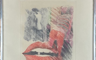Mimmo Rotella "Senza titolo" litografia a colori cm 64,5x49 firmata e numerata