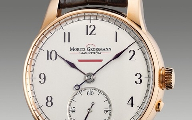 Moritz Grossmann, Ref. 001.C-211-11-1 A fine and attractive pink gold wristwatch with small seconds, power reserve indication, warranty and presentation box