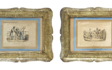 N.2 Empire tray frames with prints, Sicily, early 19th century