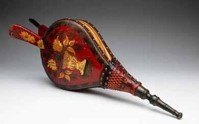 NEW ENGLAND PAINT-DECORATED TURTLE-BACK BELLOWS.
