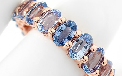 No Reserve Price - 6.03 Carat Natural Blue Sapphire Eternity - Ring - 14 kt. Rose gold