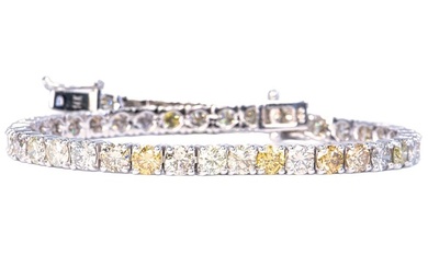 No Reserve Price - 8.30 ctw Fancy Colors VS2 to SI2 - 14 kt. White gold - Bracelet - 8.30 ct Diamond