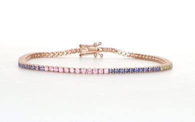 " No Reserve Price " New - 18 kt. Pink gold - Bracelet - 3.82 ct Sapphire
