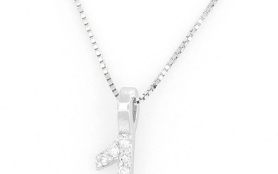 "Number 1 Necklace" - 18 kt. White gold - Necklace with pendant - 0.05 ct Diamond