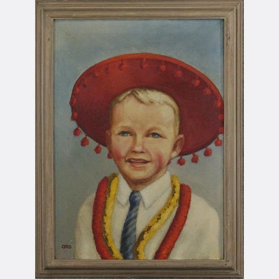 ORD, Oil/c Young Mexican Boy in Red Hat