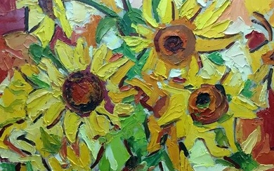 Oil painting Sunflowers B. Filatov