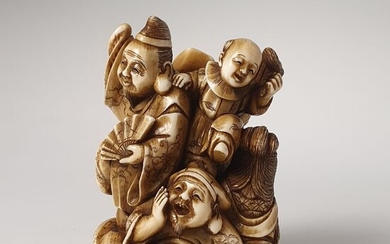 Okimono (1) - Elephant ivory - Miyama - 5 gods of abundance - Japan - Meiji period (1868-1912)