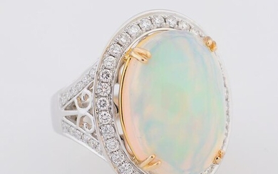 Opal, Diamond, 14k Gold Ring.