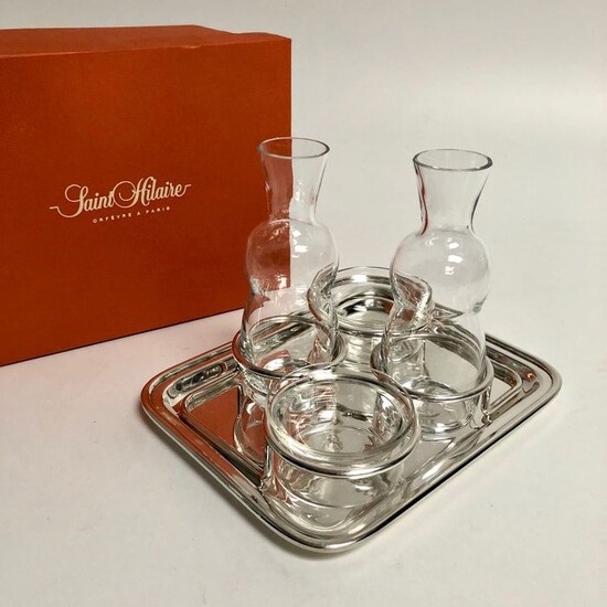 Orfèvrerie Saint Hilaire (Ercuis) - Condiments set, creut stand, ménagère - Contemporary - Glass, Silverplate