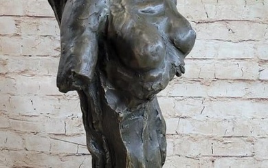 Original Art Deco Bronze Female Abstract Figure Bronze Bust Sculpture - 26lbs