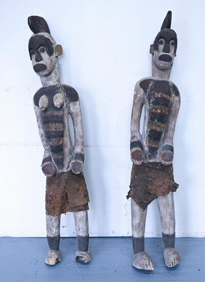 PAIR OF CARVED WOOD AFRICAN FIGURES