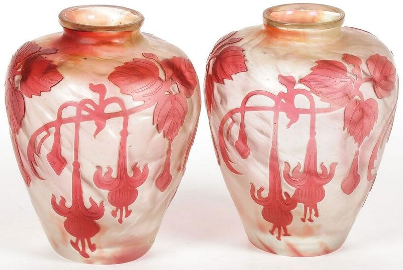 PAIR OF FRENCH MATCHING CAMEO VASES
