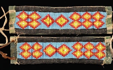 PAIR OF NATIVE AMERICAN STYLE BEAD CUFFS TOGETHER