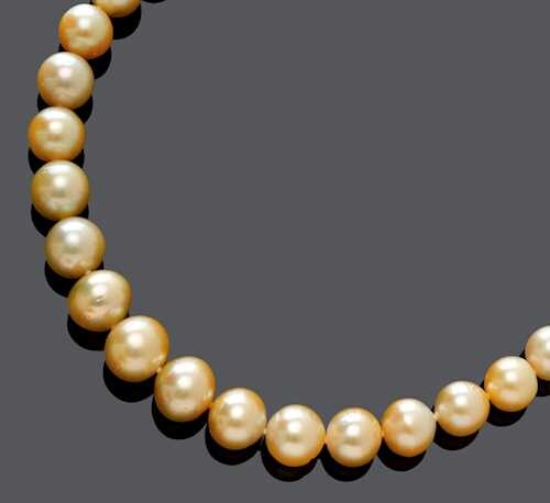PEARL, SAPPHIRE AND DIAMOND NECKLACE.