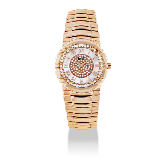 PIAGET, PINK GOLD AND DIAMOND-SET WITH MOTHER-OF-PEARL DIAL