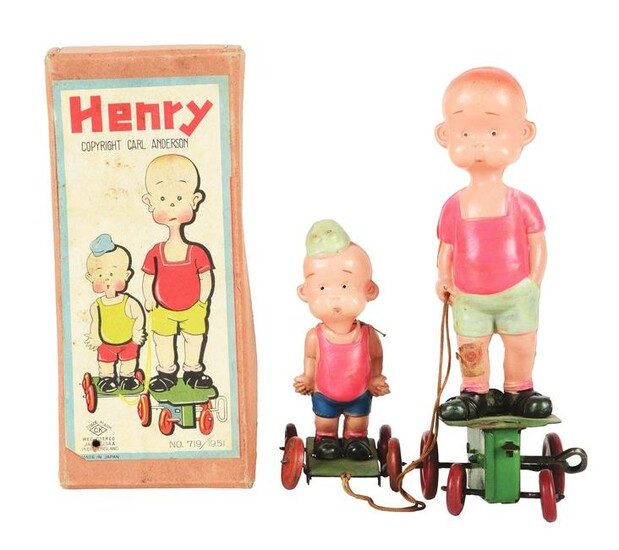 PRE-WAR JAPANESE CELLULOID AND TIN WIND-UP HENRY AND