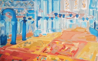 PREVOST G. (Gisèle, née en 1927) "Mosquée Bleue Istanbul" 1970 Huile sur toile Signée en...
