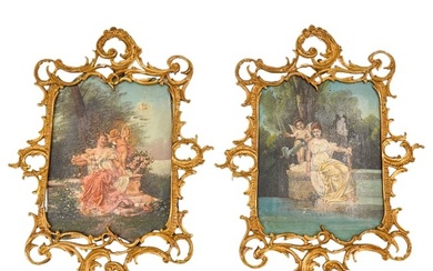 Pair Of Antique French Enamel On Mixed Metal Neo Classical Scenes