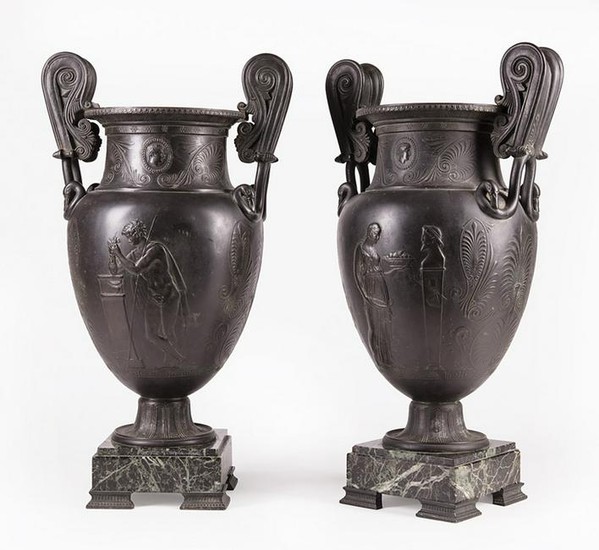 Pair of Classical-Style Bronze Urns