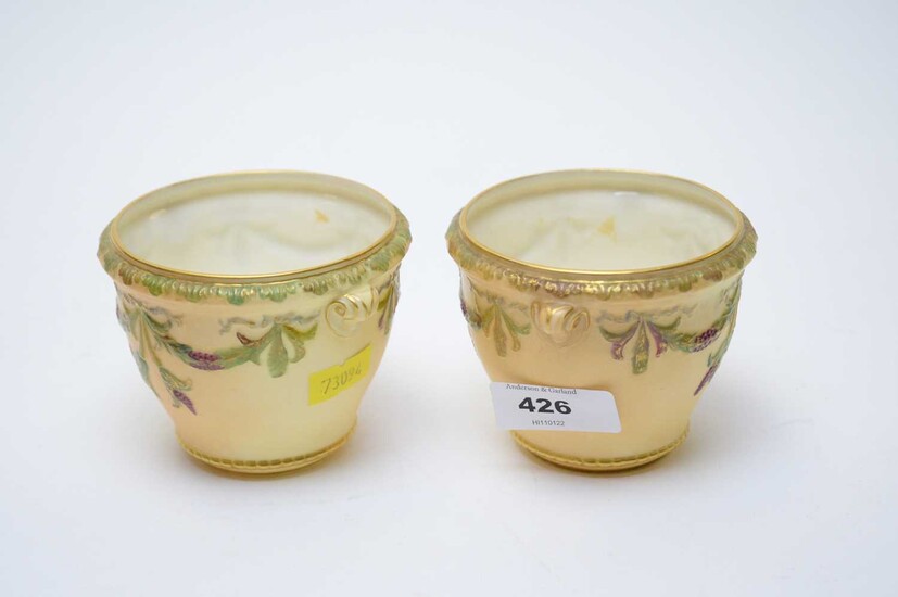 Pair of Royal Worcester miniature planters.