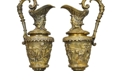 Pair of ewers in the taste of Clodion - Napoleon III - Bronze - Second half 19th century