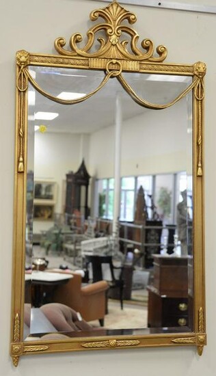 Pair of large majestic mirrors, gilt frames with carved