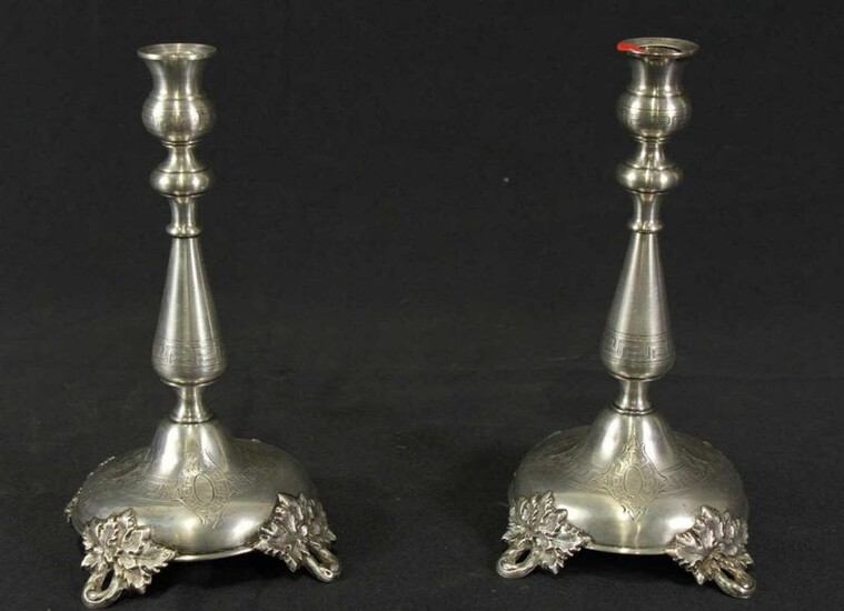 ** Pair of sterling silver candlesticks weight 278.8 gr...