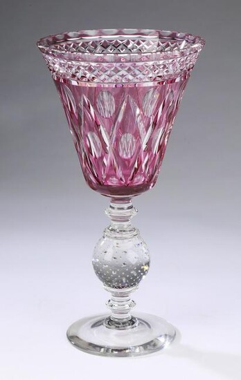 Pairpoint 'Adelaide' Rosaria cranberry overlay vase