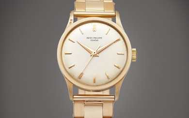 Patek Philippe Calatrava, Reference 570 | An extremely well preserved pink gold wristwatch with bracelet, Made in 1957 | 百達翡麗 | CALATRAVA 型號570 | 粉紅金鏈帶腕錶，品相出眾，1957年製