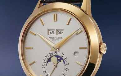 Patek Philippe, Ref. 3450 An extremely well preserved, elegant and scarce perpetual calendar automatic wristwatch with moonphases and leap year indication