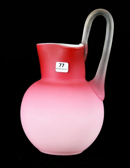 Pitcher, Pink Satin Cased Over White