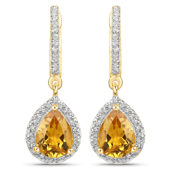 Plated 18KT Yellow Gold 1.80ctw Citrine and Topaz Earrings