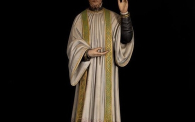 Polychrome Statue of a Saint (84 cm, no reserve) - Wood - Second half 19th century