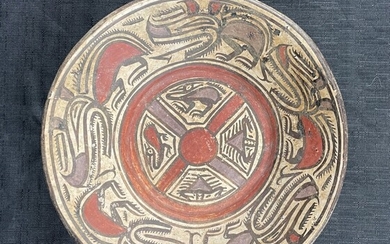 Pre-Columbian Coclé Polychrome Pottery Plate (Panama)