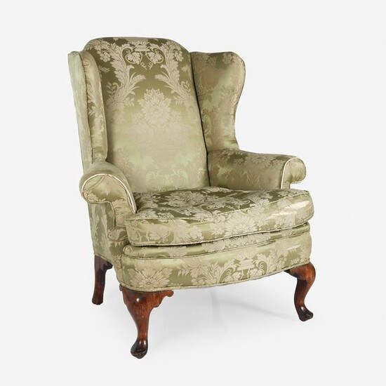 Queen Anne carved walnut easy chair, Probably 19th
